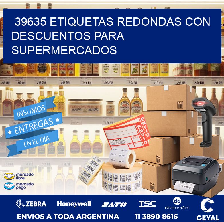 39635 ETIQUETAS REDONDAS CON DESCUENTOS PARA SUPERMERCADOS