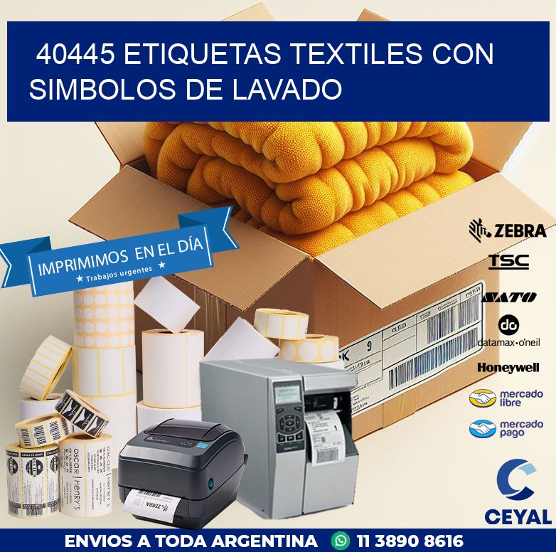 40445 ETIQUETAS TEXTILES CON SIMBOLOS DE LAVADO