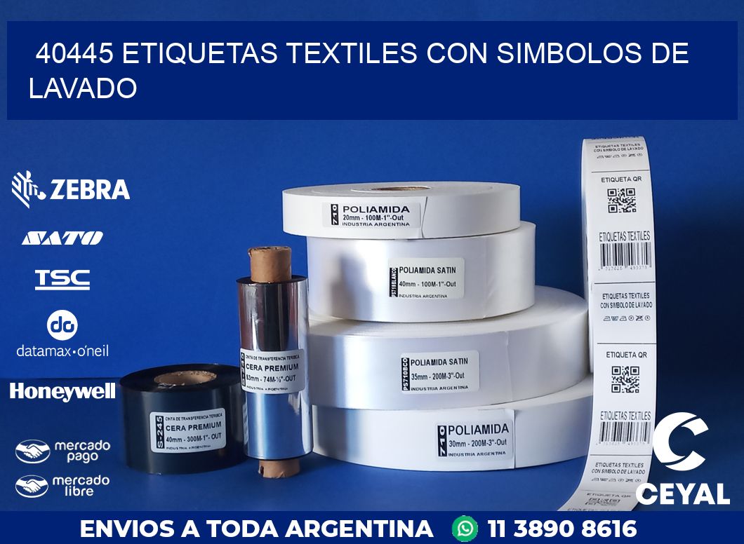40445 ETIQUETAS TEXTILES CON SIMBOLOS DE LAVADO