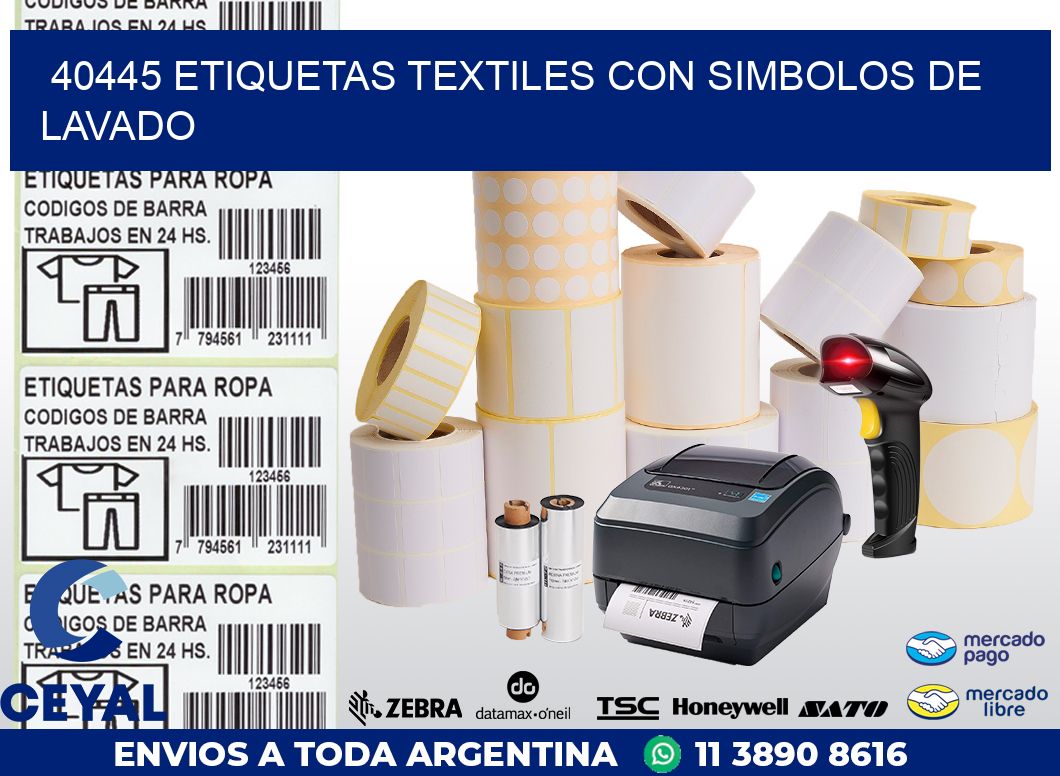 40445 ETIQUETAS TEXTILES CON SIMBOLOS DE LAVADO