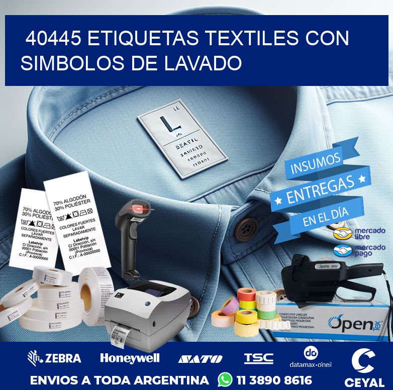 40445 ETIQUETAS TEXTILES CON SIMBOLOS DE LAVADO