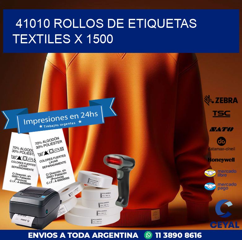 41010 ROLLOS DE ETIQUETAS TEXTILES X 1500