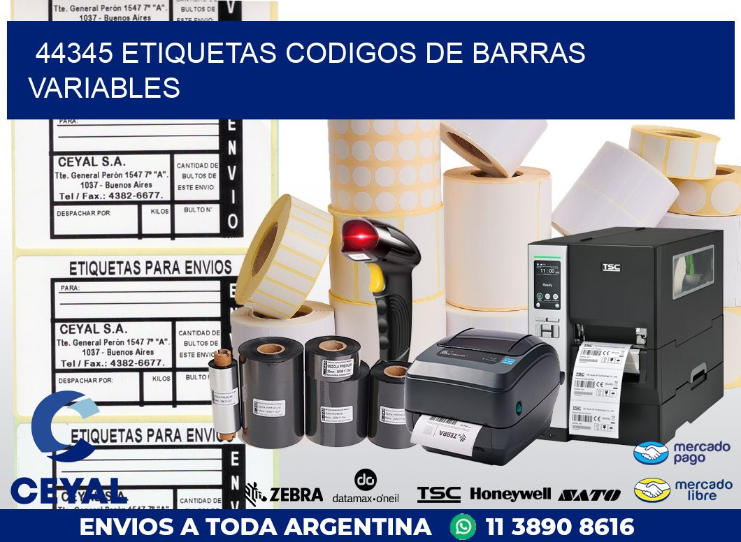 44345 ETIQUETAS CODIGOS DE BARRAS VARIABLES