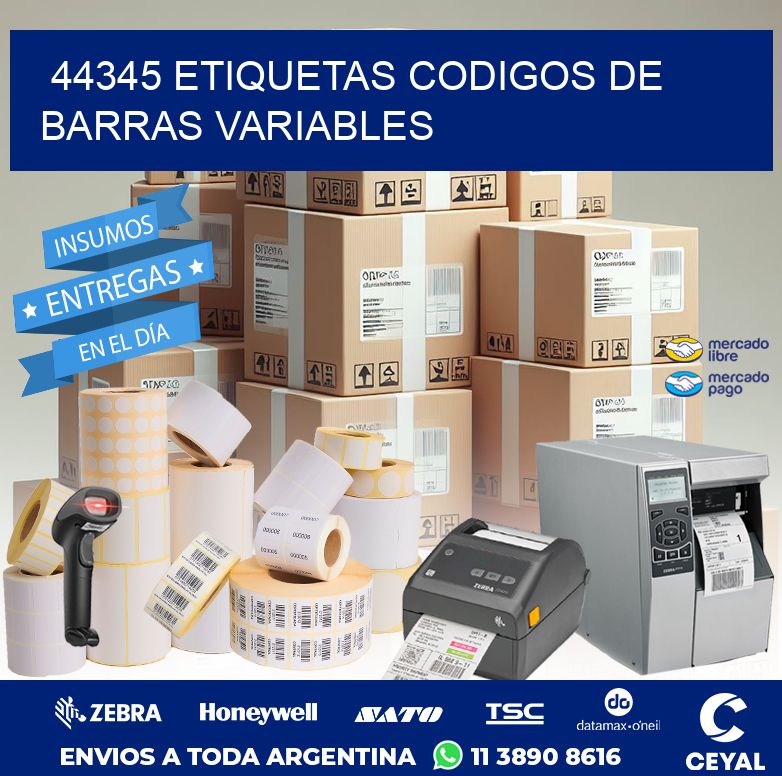 44345 ETIQUETAS CODIGOS DE BARRAS VARIABLES