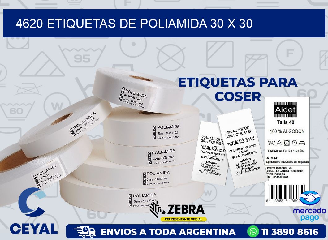 4620 ETIQUETAS DE POLIAMIDA 30 X 30