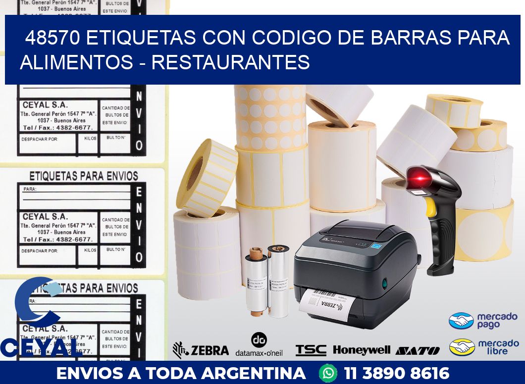 48570 ETIQUETAS CON CODIGO DE BARRAS PARA ALIMENTOS - RESTAURANTES