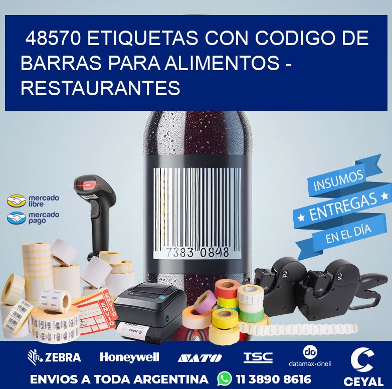 48570 ETIQUETAS CON CODIGO DE BARRAS PARA ALIMENTOS - RESTAURANTES