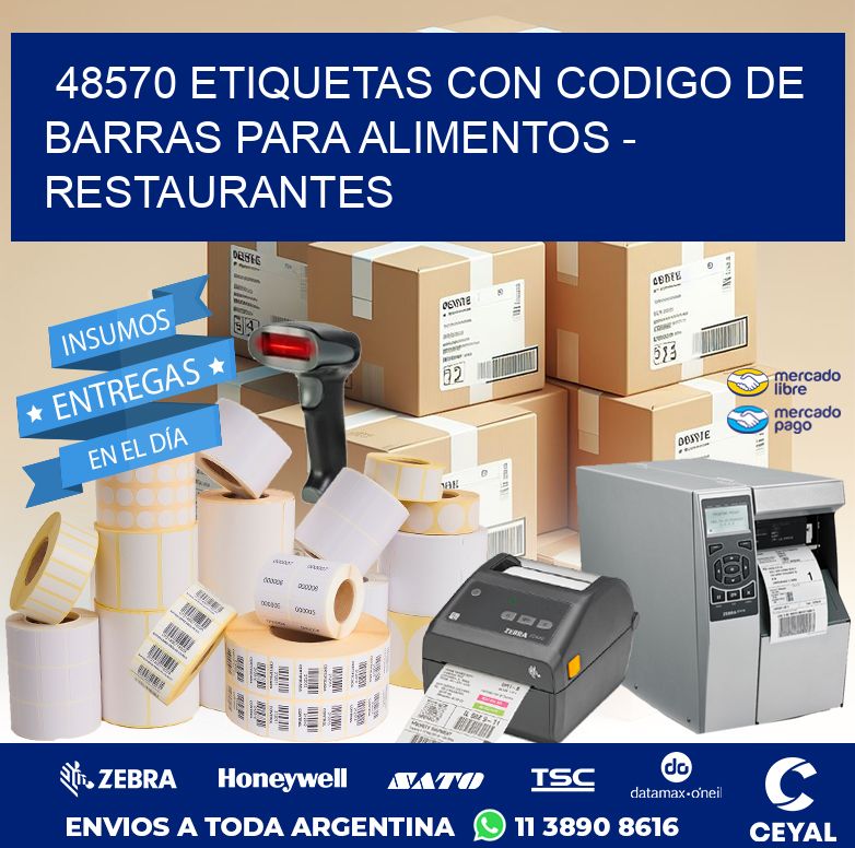 48570 ETIQUETAS CON CODIGO DE BARRAS PARA ALIMENTOS - RESTAURANTES