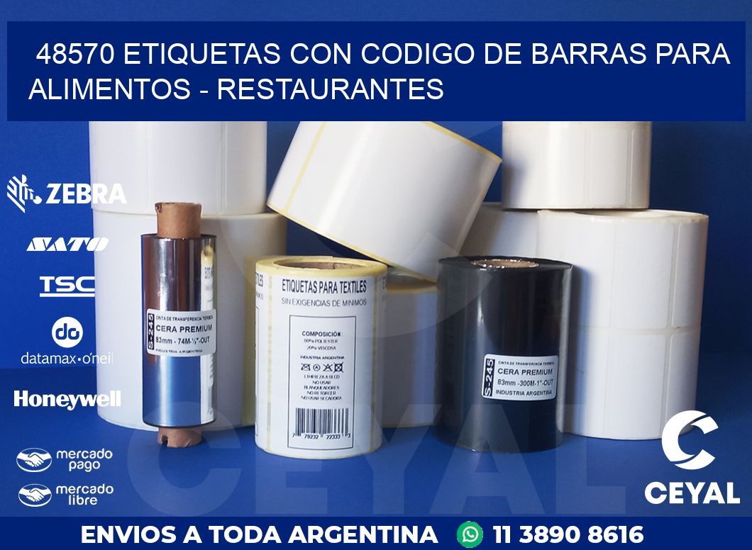 48570 ETIQUETAS CON CODIGO DE BARRAS PARA ALIMENTOS – RESTAURANTES