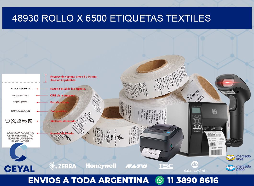 48930 ROLLO X 6500 ETIQUETAS TEXTILES