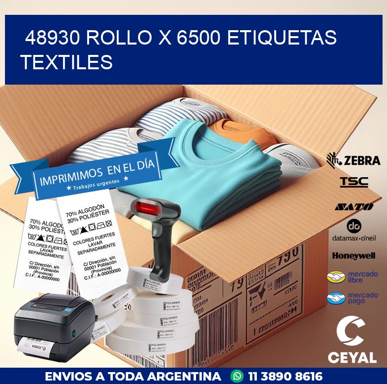 48930 ROLLO X 6500 ETIQUETAS TEXTILES