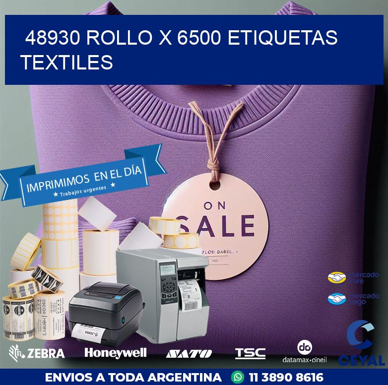 48930 ROLLO X 6500 ETIQUETAS TEXTILES