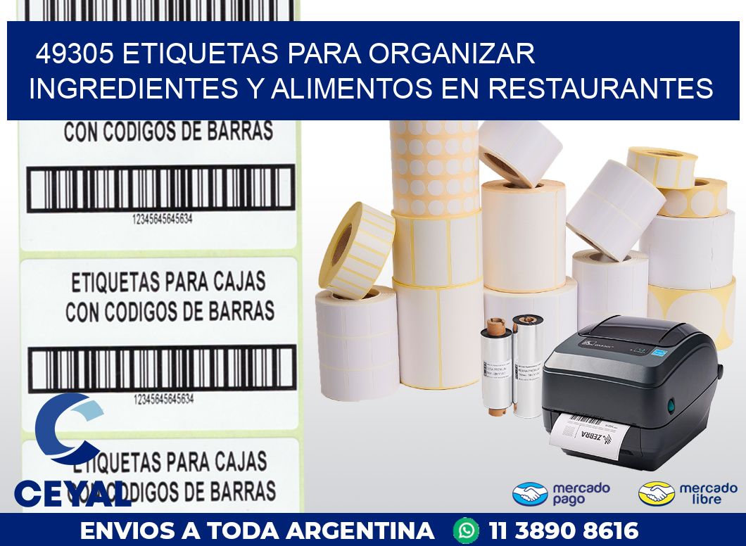 49305 ETIQUETAS PARA ORGANIZAR INGREDIENTES Y ALIMENTOS EN RESTAURANTES
