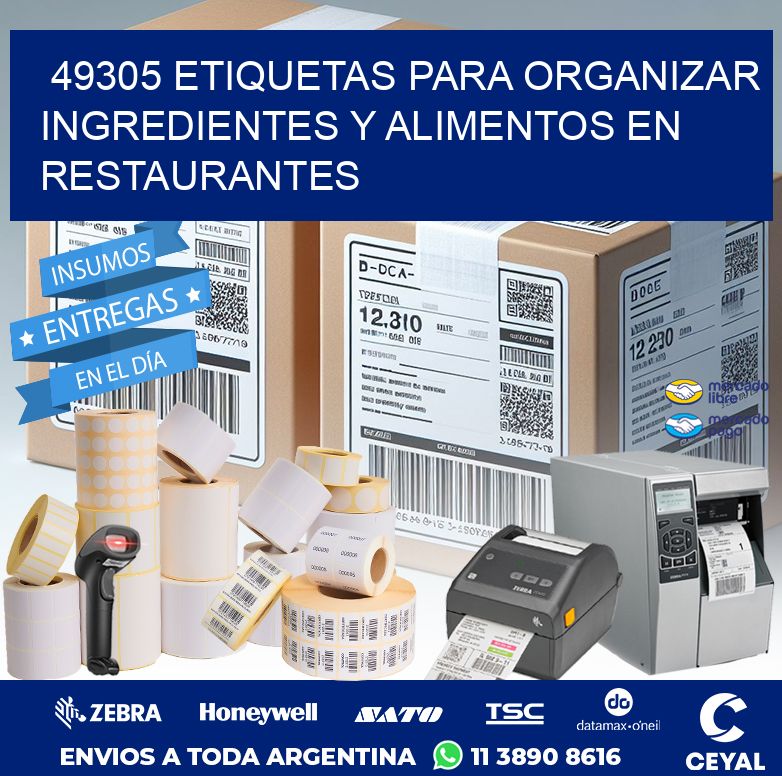 49305 ETIQUETAS PARA ORGANIZAR INGREDIENTES Y ALIMENTOS EN RESTAURANTES