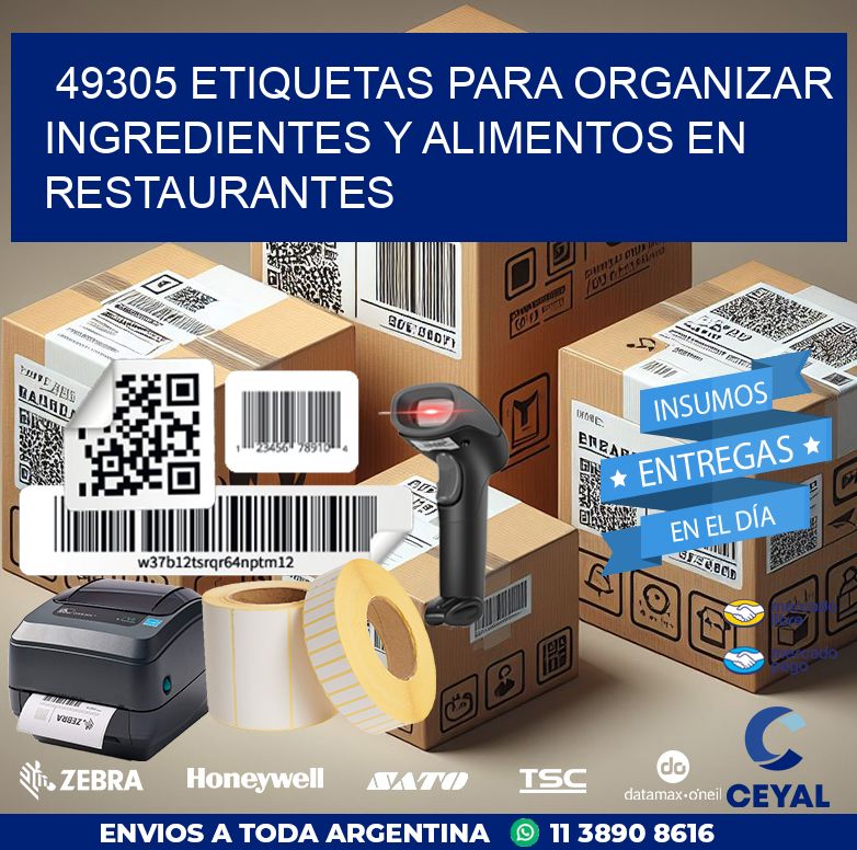 49305 ETIQUETAS PARA ORGANIZAR INGREDIENTES Y ALIMENTOS EN RESTAURANTES