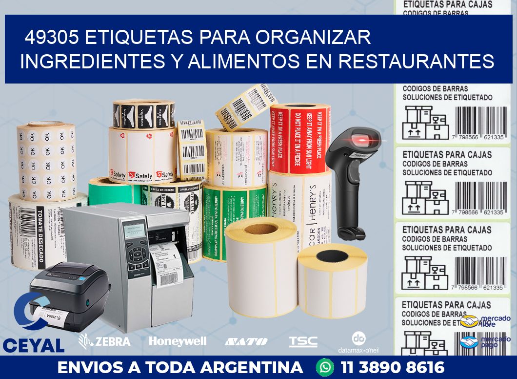 49305 ETIQUETAS PARA ORGANIZAR INGREDIENTES Y ALIMENTOS EN RESTAURANTES
