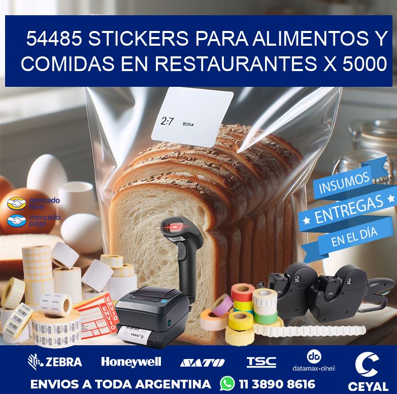 54485 STICKERS PARA ALIMENTOS Y COMIDAS EN RESTAURANTES X 5000