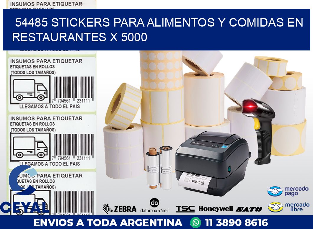 54485 STICKERS PARA ALIMENTOS Y COMIDAS EN RESTAURANTES X 5000
