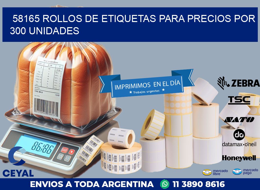 58165 ROLLOS DE ETIQUETAS PARA PRECIOS POR 300 UNIDADES