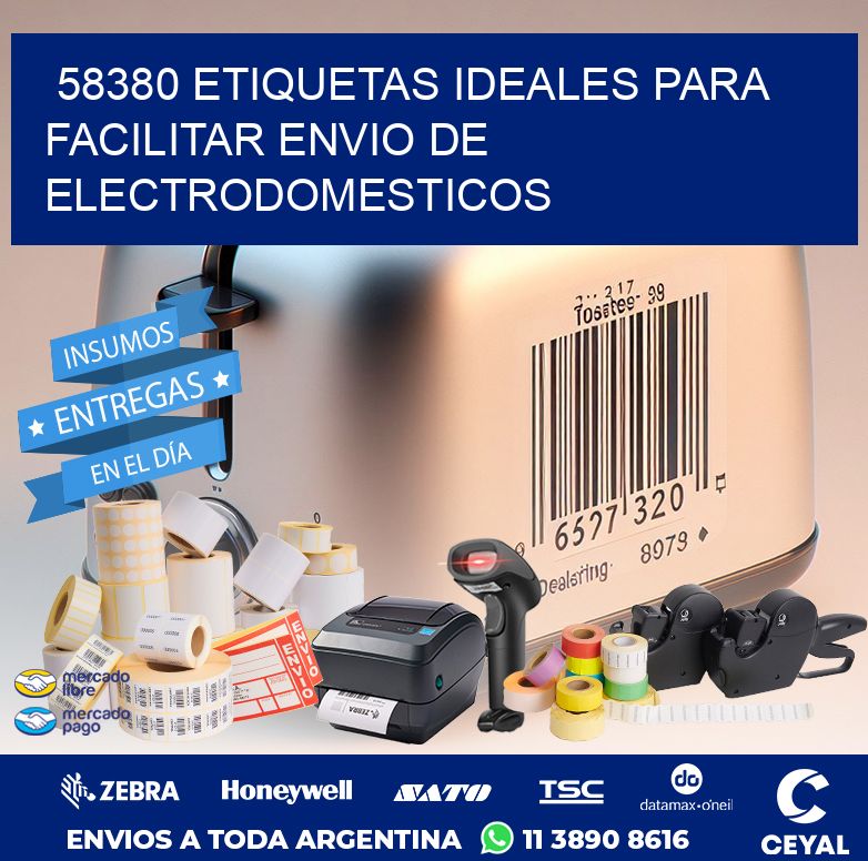 58380 ETIQUETAS IDEALES PARA FACILITAR ENVIO DE ELECTRODOMESTICOS