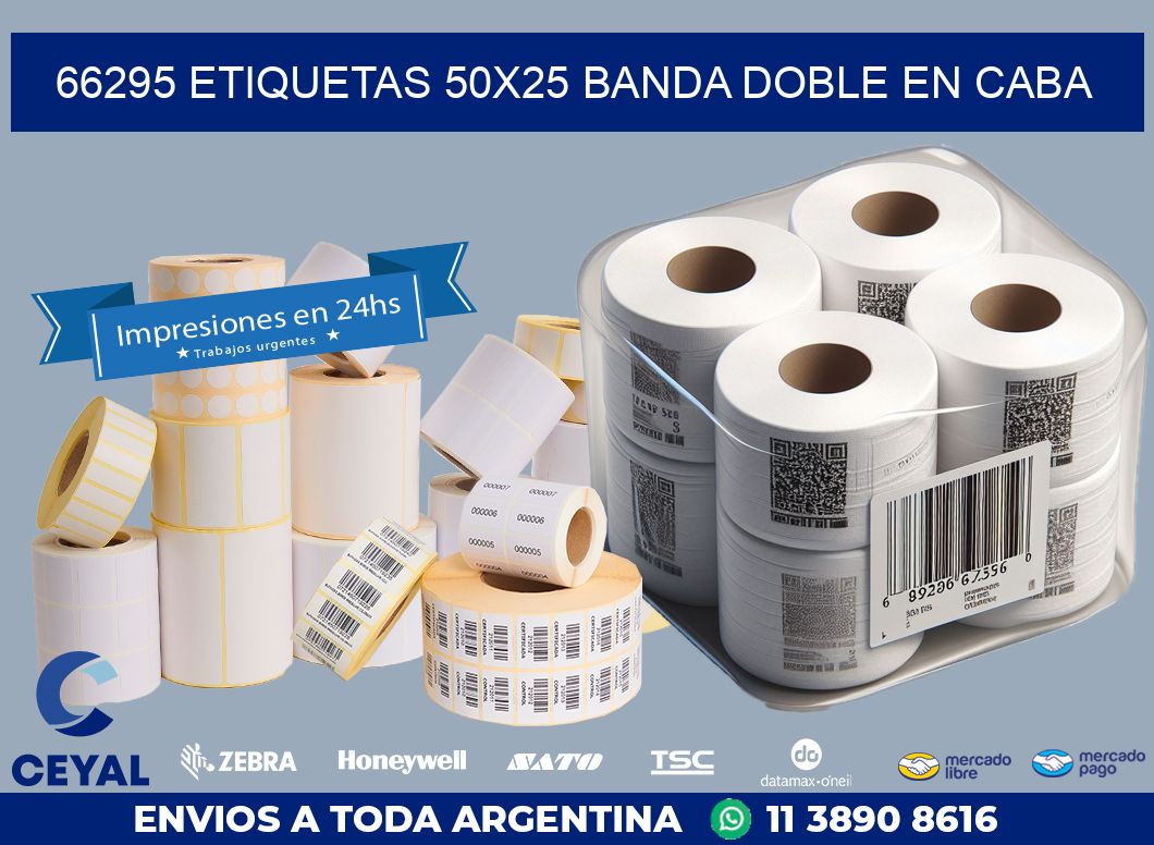 66295 ETIQUETAS 50X25 BANDA DOBLE EN CABA