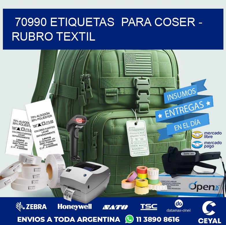 70990 ETIQUETAS  PARA COSER – RUBRO TEXTIL