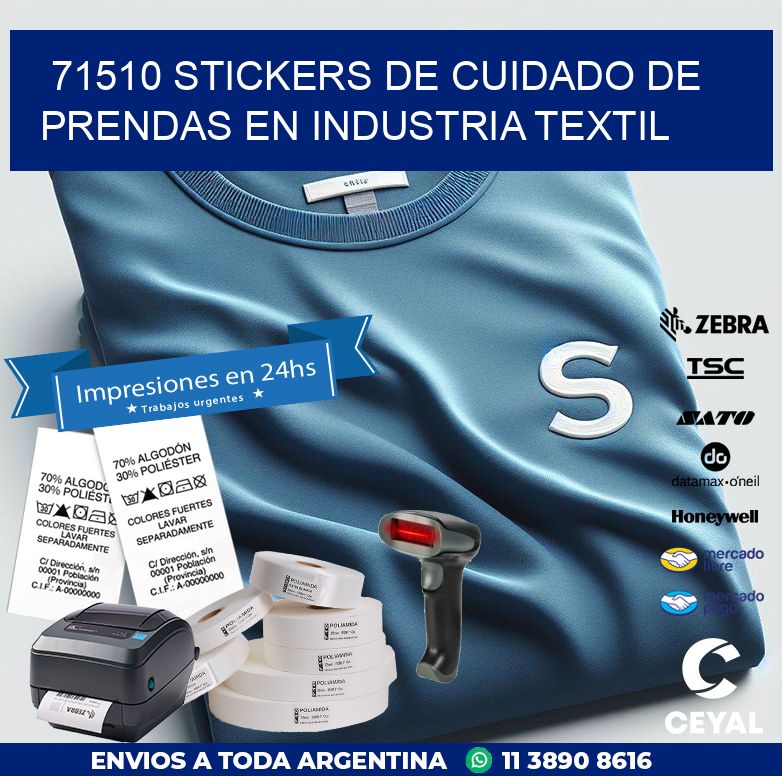 71510 STICKERS DE CUIDADO DE PRENDAS EN INDUSTRIA TEXTIL