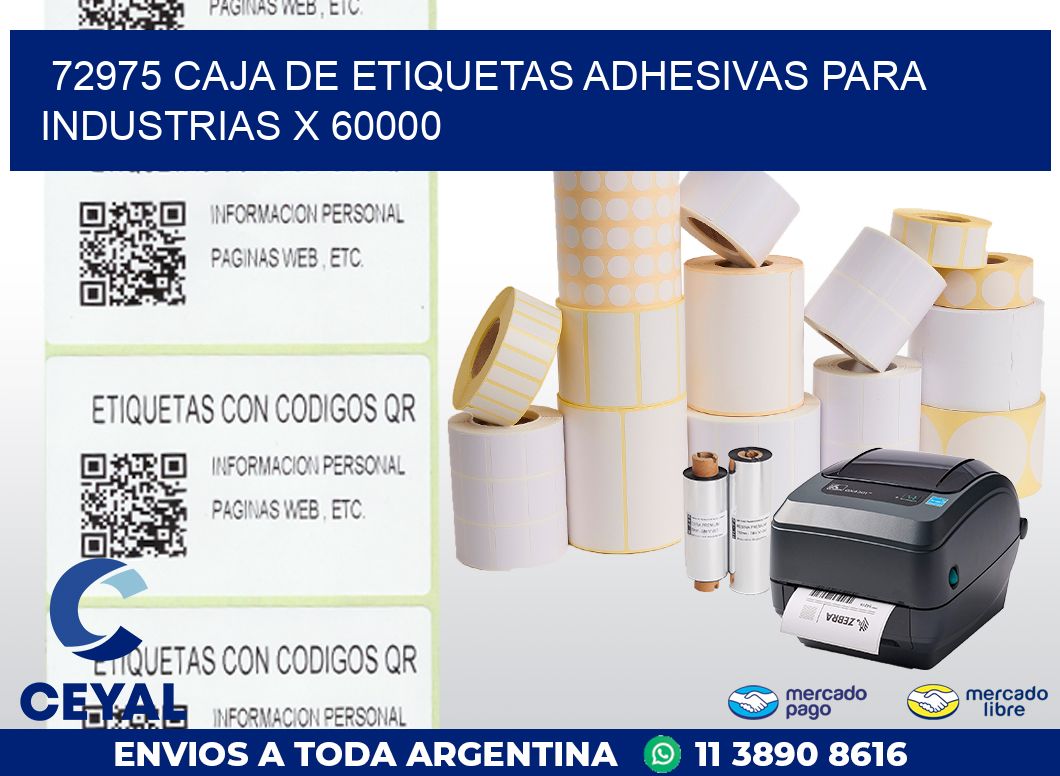 72975 CAJA DE ETIQUETAS ADHESIVAS PARA INDUSTRIAS X 60000