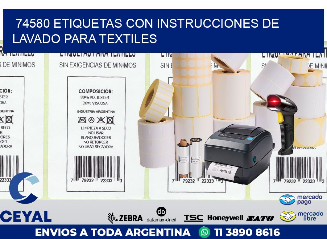 74580 ETIQUETAS CON INSTRUCCIONES DE LAVADO PARA TEXTILES
