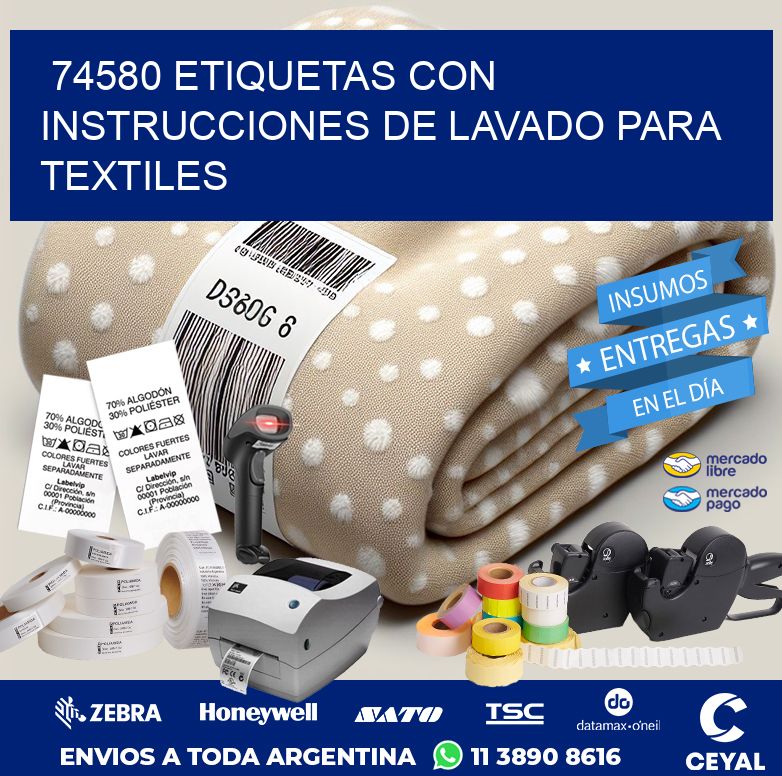 74580 ETIQUETAS CON INSTRUCCIONES DE LAVADO PARA TEXTILES