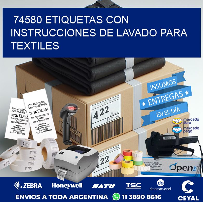 74580 ETIQUETAS CON INSTRUCCIONES DE LAVADO PARA TEXTILES