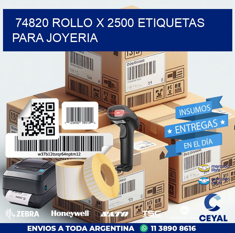74820 ROLLO X 2500 ETIQUETAS PARA JOYERIA