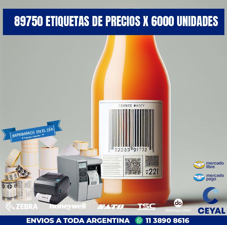 89750 ETIQUETAS DE PRECIOS X 6000 UNIDADES