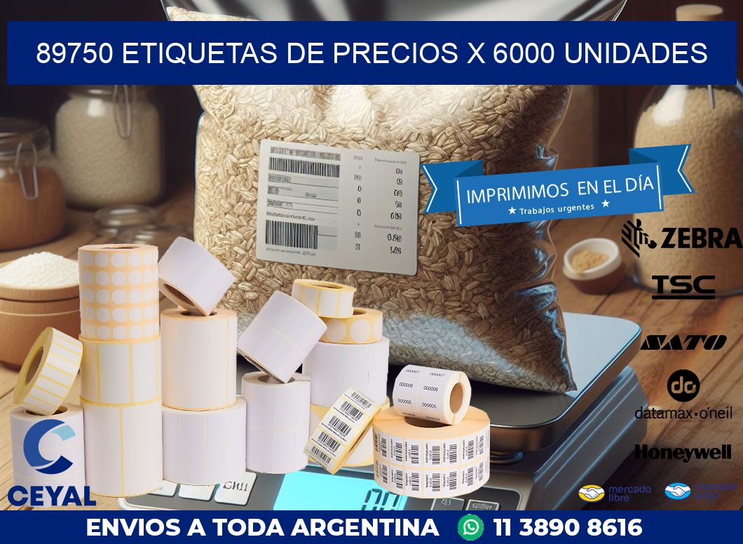 89750 ETIQUETAS DE PRECIOS X 6000 UNIDADES