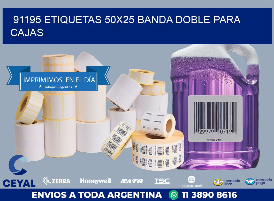 91195 ETIQUETAS 50X25 BANDA DOBLE PARA CAJAS