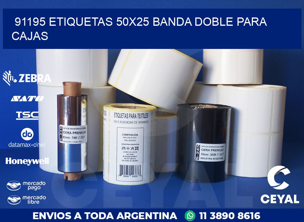 91195 ETIQUETAS 50X25 BANDA DOBLE PARA CAJAS