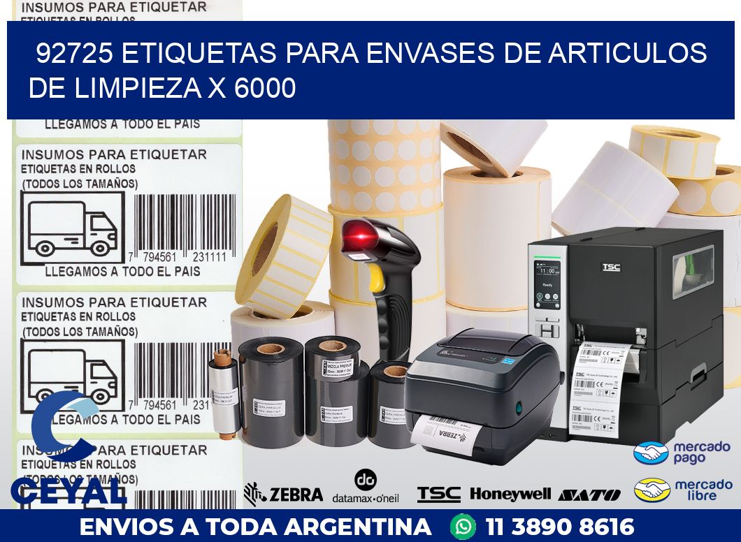 92725 ETIQUETAS PARA ENVASES DE ARTICULOS DE LIMPIEZA X 6000