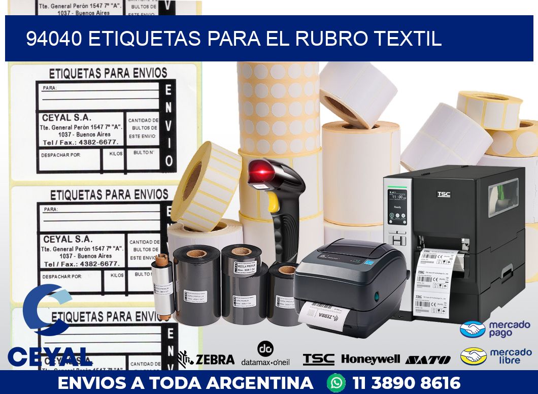 94040 ETIQUETAS PARA EL RUBRO TEXTIL