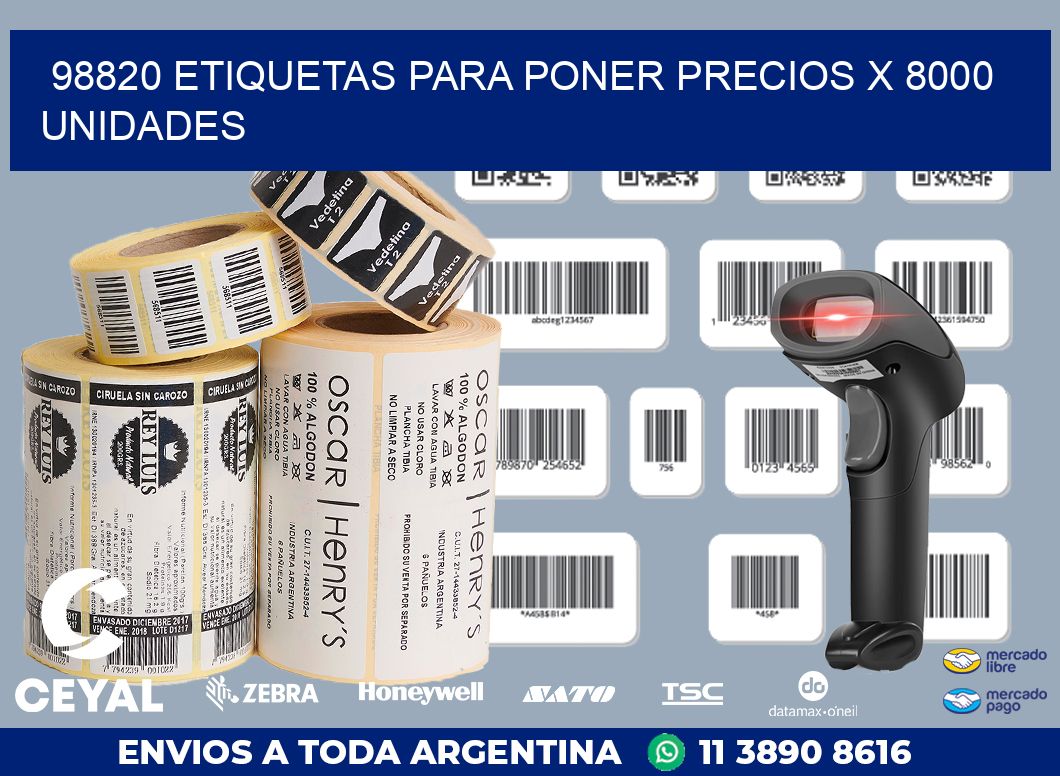 98820 ETIQUETAS PARA PONER PRECIOS X 8000 UNIDADES