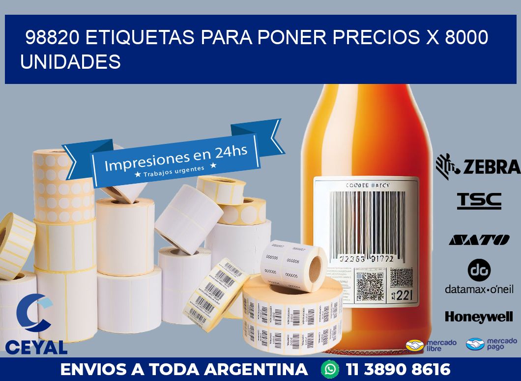 98820 ETIQUETAS PARA PONER PRECIOS X 8000 UNIDADES