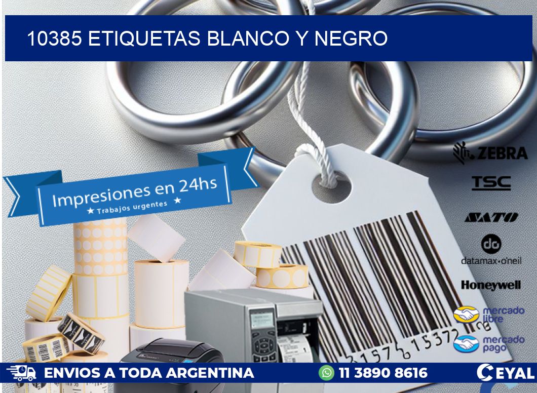 10385 etiquetas blanco y negro