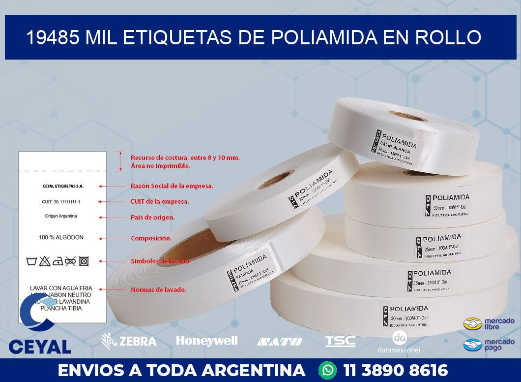 19485 MIL ETIQUETAS DE POLIAMIDA EN ROLLO
