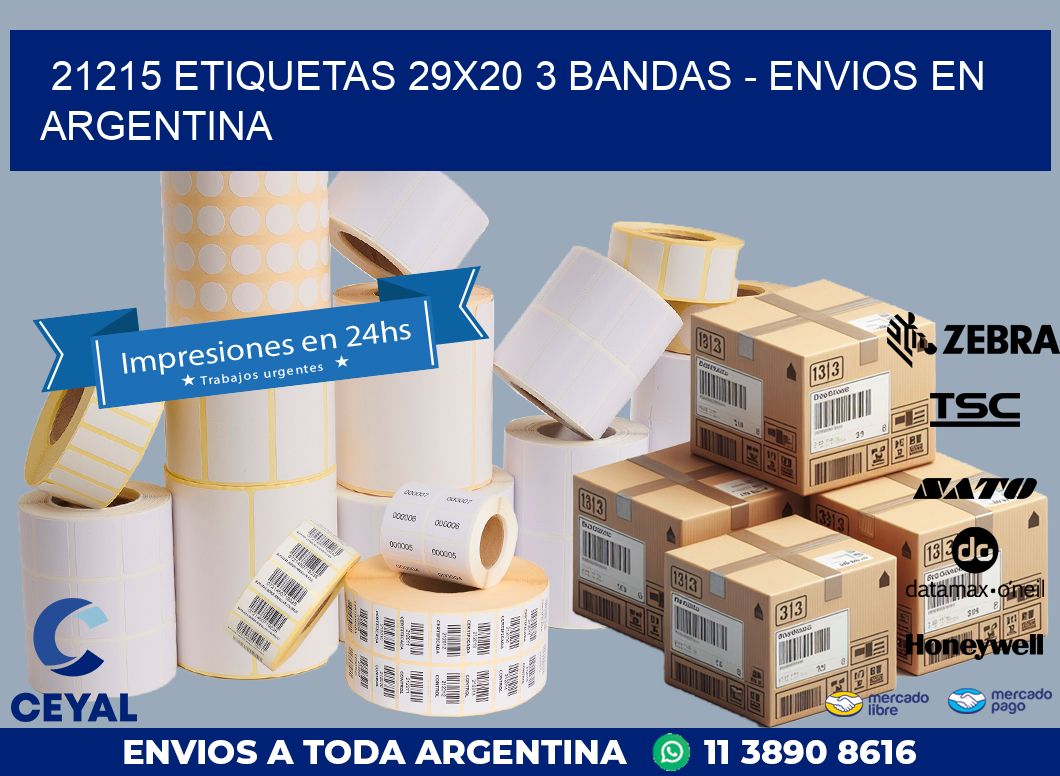 21215 ETIQUETAS 29X20 3 BANDAS - ENVIOS EN ARGENTINA