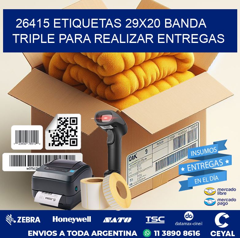 26415 ETIQUETAS 29X20 BANDA TRIPLE PARA REALIZAR ENTREGAS