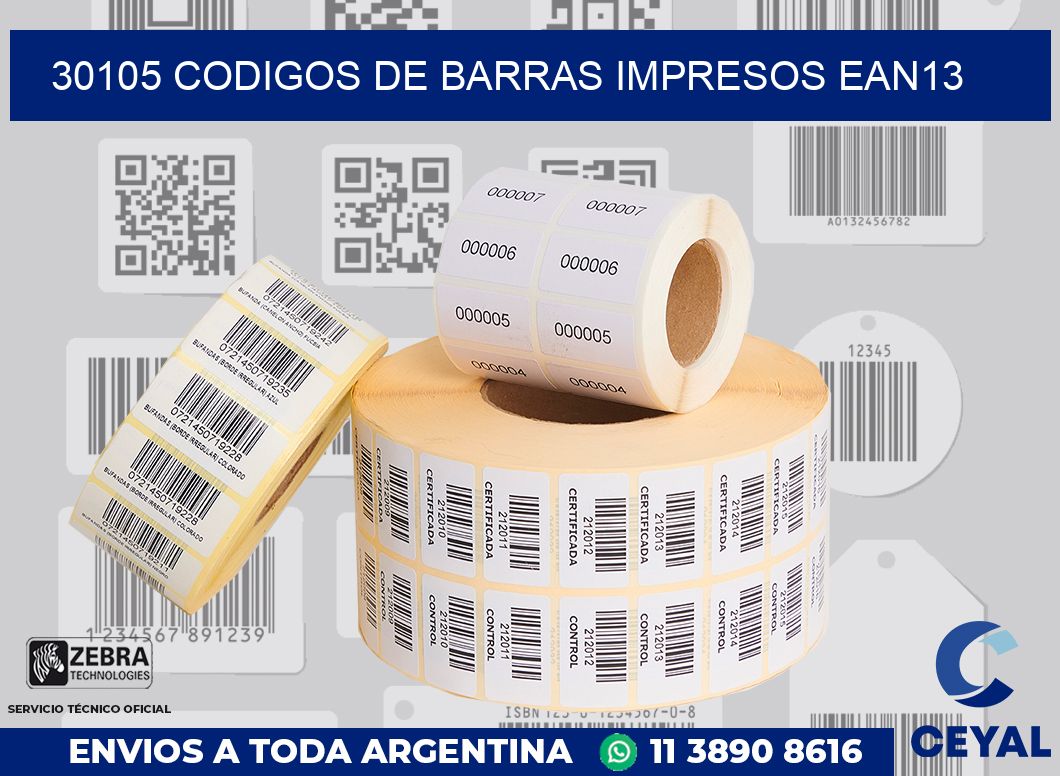30105 codigos de barras impresos ean13