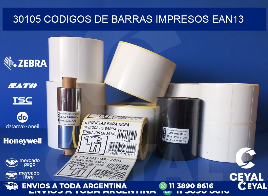 30105 codigos de barras impresos ean13