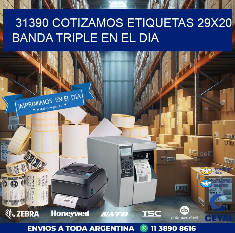 31390 COTIZAMOS ETIQUETAS 29X20 BANDA TRIPLE EN EL DIA