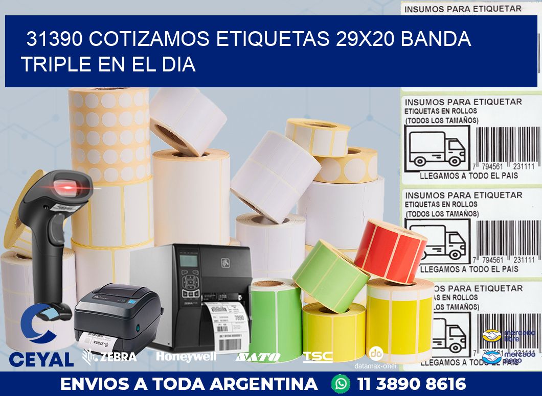 31390 COTIZAMOS ETIQUETAS 29X20 BANDA TRIPLE EN EL DIA