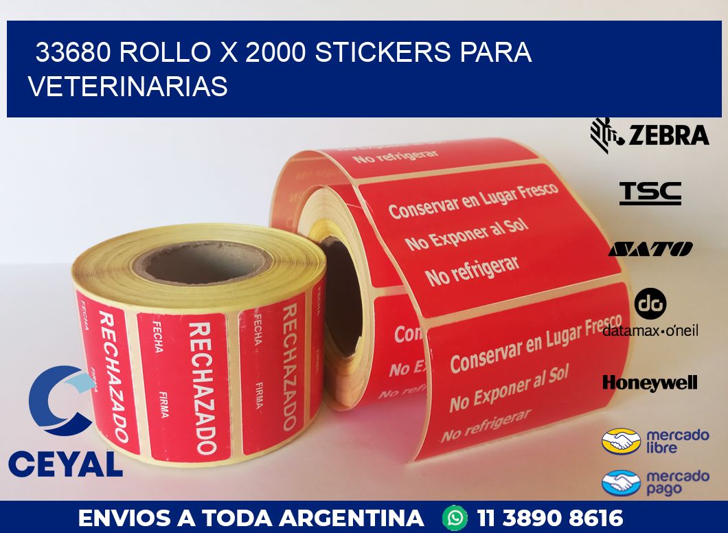 33680 ROLLO X 2000 STICKERS PARA VETERINARIAS