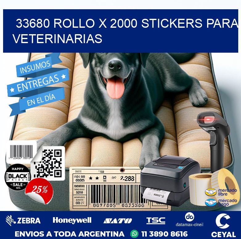 33680 ROLLO X 2000 STICKERS PARA VETERINARIAS